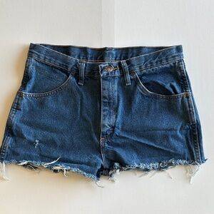 Rustler by Wrangler Denim Cutoff Shorts Frayed Hem Dark Wash Size 33